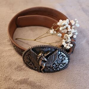 SHYANNE girls multicolor glitter unicorn buckle leather belt 18 NWOT